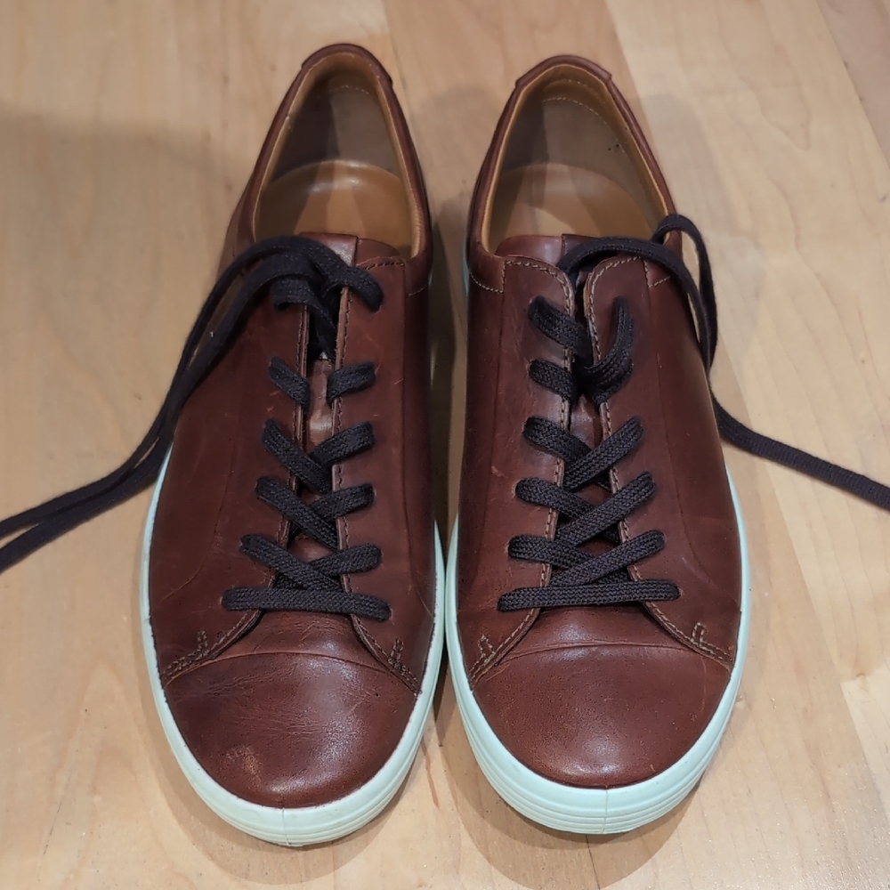 Ecco Soft 7 Brown Leather Comfort Shoe - Men 8-8.5